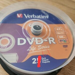 Verbatim DVD-R 4.7GB 16x Life Series 24 Pack Blank Discs